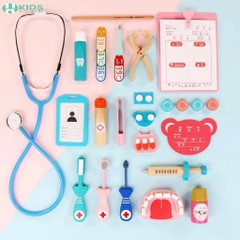 Bộ Đồ Chơi Bác Sĩ Bằng Gỗ Cho Bé, Dụng Cụ Khám Bệnh Nhập Vai Từ 36 Tháng