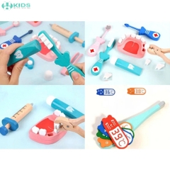 Bộ Đồ Chơi Bác Sĩ Bằng Gỗ Cho Bé, Dụng Cụ Khám Bệnh Nhập Vai Từ 36 Tháng