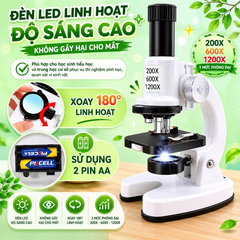 Kính Hiển Vi Khoa Học Cho Bé 1200X Hộp Lớn Kèm Bộ Phụ Kiện Thí Nghiệm