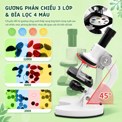 Kính Hiển Vi Khoa Học Cho Bé 1200X Hộp Lớn Kèm Bộ Phụ Kiện Thí Nghiệm