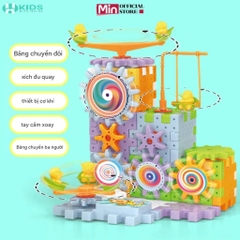 Bộ Xếp Hình Bánh Răng Chuyển Động 203 Chi Tiết, Đường Ray Xe Điện Lắp Ráp Sáng Tạo Cho Bé