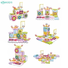 Bộ Xếp Hình Bánh Răng Chuyển Động 203 Chi Tiết, Đường Ray Xe Điện Lắp Ráp Sáng Tạo Cho Bé