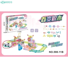 Bộ Xếp Hình Bánh Răng Chuyển Động 203 Chi Tiết, Đường Ray Xe Điện Lắp Ráp Sáng Tạo Cho Bé