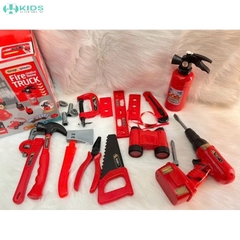 Xe Cứu Hỏa Đồ Chơi Có Nhạc Đèn, Bộ Dụng Cụ Sửa Chữa Nhập Vai Lính Cứu Hỏa 33 Chi Tiết