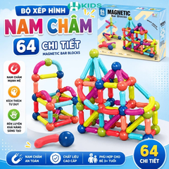 Bộ Xếp Hình Nam Châm 64 Chi Tiết Lắp Ghép Đa Mô Hình