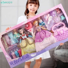 Búp Bê Trang Điểm Màu Hồng Kèm Phụ Kiện Làm Tóc Cho Bé