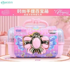 Hộp Trang Sức Công Chúa 3 Tầng Có Quai Xách, Kèm Vòng Tay DIY Và Phụ Kiện