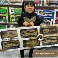 Set 6 Xe Ô Tô Quân Sự Cỡ Lớn, Xe Tăng Tên Lửa Trực Thăng Cứu Thương Chạy Đà Cho Bé