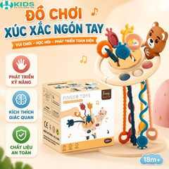 Đồ Chơi Kéo Dây Silicone 5in1 Cho Bé, Bảng Bận Rộn Luyện Cầm Nắm Và Vận Động Tinh