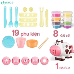 Bộ Đất Nặn Bò Sữa Tạo Hình, Máy Ép Mì Kèm Khuôn Và Đất Nặn Nhiều Màu Cho Bé
