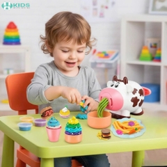 Bộ Đất Nặn Bò Sữa Tạo Hình, Máy Ép Mì Kèm Khuôn Và Đất Nặn Nhiều Màu Cho Bé
