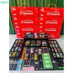 Hộp 48 Xe Ô Tô Hợp Kim, Vali Container Kèm Thảm Đường Đua Và Bãi Đỗ Xe Cho Bé