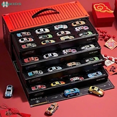 Hộp 48 Xe Ô Tô Hợp Kim, Vali Container Kèm Thảm Đường Đua Và Bãi Đỗ Xe Cho Bé