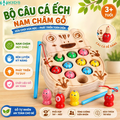 Bộ Đồ Chơi Câu Cá Nam Châm Bằng Gỗ Khay Hình Ếch Cho Bé