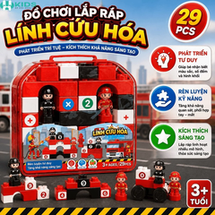 Balo Xếp Hình Lắp Ráp Lính Cứu Hỏa Khối Nhựa 29 Chi Tiết Cho Bé