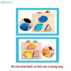 Hộp Thả Hình Khối Gỗ Kèm Búa Đập Bóng Cho Bé