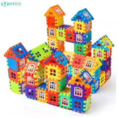 Bộ Xếp Hình Ngôi Nhà 156 Chi Tiết, Khối Lắp Ghép Xây Dựng Lâu Đài Nhiều Màu Cho Bé 3+