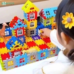 Bộ Xếp Hình Ngôi Nhà 156 Chi Tiết, Khối Lắp Ghép Xây Dựng Lâu Đài Nhiều Màu Cho Bé 3+