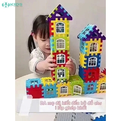 Bộ Xếp Hình Ngôi Nhà 156 Chi Tiết, Khối Lắp Ghép Xây Dựng Lâu Đài Nhiều Màu Cho Bé 3+