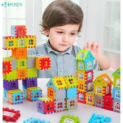 Bộ Xếp Hình Ngôi Nhà 156 Chi Tiết, Khối Lắp Ghép Xây Dựng Lâu Đài Nhiều Màu Cho Bé 3+