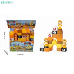 Túi Balo Xếp Hình Công Trường 29pcs , Bộ Khối Lắp Ghép Số Học Kèm Nhân Vật Cho Bé 3+