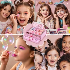 Hộp Makeup 60 Chi Tiết Kèm Phụ Kiện Trang Điểm 3in1 Cho Bé