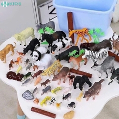 Bộ Mô Hình Động Vật Hoang Dã Nông Trại Kèm Hộp Đựng Cho Bé