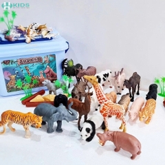 Bộ Mô Hình Động Vật Hoang Dã Nông Trại Kèm Hộp Đựng Cho Bé