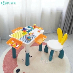 Bộ Xếp Hình Bàn Ghế Tai Thỏ Đa Năng 110 Chi Tiết Cho Bé