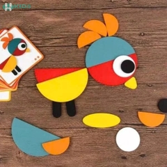 Bộ Đồ Chơi Ghép Hình Gỗ Các Con Vật Montessori – Xếp Hình Sáng Tạo Theo Thẻ Mẫu Cho Bé