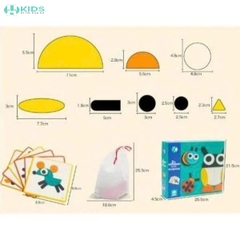Bộ Đồ Chơi Ghép Hình Gỗ Các Con Vật Montessori – Xếp Hình Sáng Tạo Theo Thẻ Mẫu Cho Bé