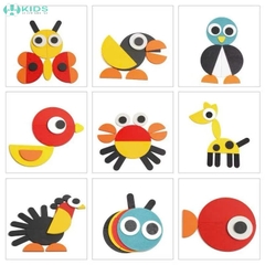 Bộ Đồ Chơi Ghép Hình Gỗ Các Con Vật Montessori – Xếp Hình Sáng Tạo Theo Thẻ Mẫu Cho Bé