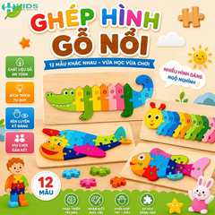 Đồ Chơi Ghép Hình Gỗ Nổi Montessori Cho Bé