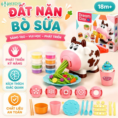 Bộ Đất Nặn Bò Sữa Tạo Hình, Máy Ép Mì Kèm Khuôn Và Đất Nặn Nhiều Màu Cho Bé
