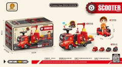 Xe chòi chân scooter thông minh biến dạng 2in1 mô phỏng ô tô cứu hoả có vòi phun nước, máy xúc cần cẩu cho bé