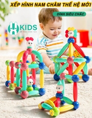 Đồ chơi xếp hình nam châm hình khối thế hệ mới, lắp ráp thông minh thành hình người