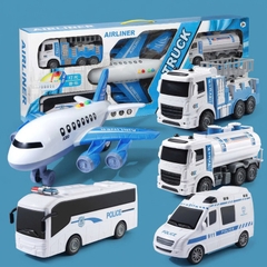 Set 5 Xe Chủ Đề Sân Bay XLQ-5F, Máy Bay Có Đèn Nhạc Cho Bé - Đồ Chơi XKIDS