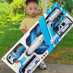Set 5 Xe Chủ Đề Sân Bay XLQ-5F, Máy Bay Có Đèn Nhạc Cho Bé - Đồ Chơi XKIDS