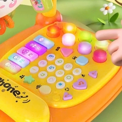 Điện Thoại Thỏ Để Bàn, Đồ Chơi Đa Năng Có Đàn Piano Đèn Nhạc Cho Bé