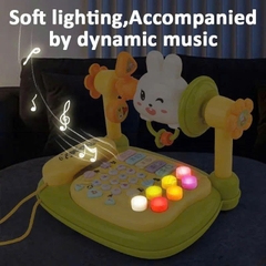 Điện Thoại Thỏ Để Bàn, Đồ Chơi Đa Năng Có Đàn Piano Đèn Nhạc Cho Bé