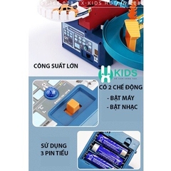 Full Bộ Đồ Chơi Đường Đua Khủng Long Siêu Tốc Kết Hợp Garage 5 Tầng Cho bé