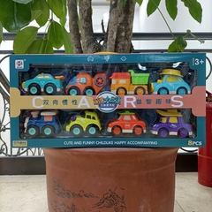 Bộ ô tô đồ chơi 6 – 8 xe ô tô Poli biệt đội tàu bay siêu đẳng, xe công trình dễ thương chạy đà nhiều màu sắc trẻ em