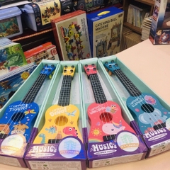 Đàn guitar mini cho bé, đàn ukulele cho trẻ em học tập âm nhạc có hộp đẹp tiếng anh