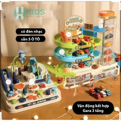 Đồ chơi đường đua ô tô kết hợp garage đỗ xe ô tô 3 tầng
