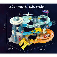 Đồ chơi đường đua vũ trụ, đĩa bay, trạm radar có đèn, nhạc