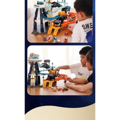 Đồ chơi đường đua vũ trụ, đĩa bay, trạm radar có đèn, nhạc