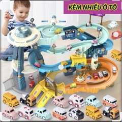 Đồ chơi đường đua vũ trụ, đĩa bay, trạm radar có đèn, nhạc