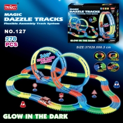 Đồ chơi đường đua xe ô tô lộn ngược 360 độ với đường ray phát quang trong tối