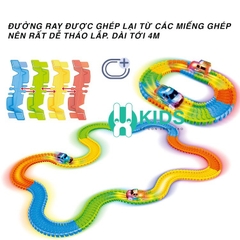 Đồ chơi đường đua xe ô tô lộn ngược 360 độ với đường ray phát quang trong tối