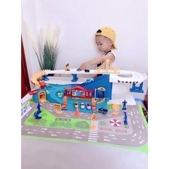 Đồ chơi đường ray ô tô chạy tự động, lắp ráp đường cao tốc cỡ lớn